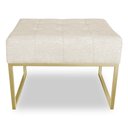 Ver imagem 4 de Puff Lisa Linho Base Metálica Industrial Dourado - Pallazio Bege