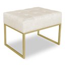 Ver imagem 1 de Puff Lisa Linho Base Metálica Industrial Dourado - Pallazio Bege