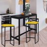 Kit 04 Banqueta Alta Ema Balcão Bar Cozinha Bistrô Ferro Preto Sintético Amarelo - 2