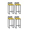 Kit 04 Banqueta Alta Ema Balcão Bar Cozinha Bistrô Ferro Preto Sintético Amarelo - 1