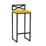 Kit 04 Banqueta Alta Ema Balcão Bar Cozinha Bistrô Ferro Preto Sintético Amarelo - 3