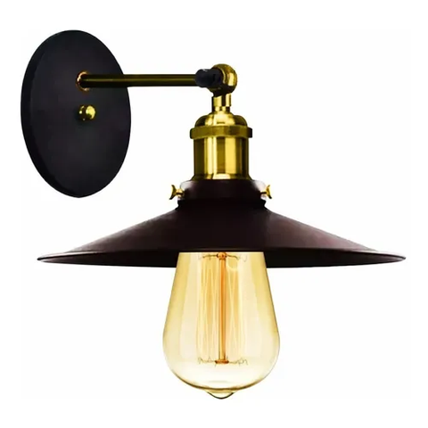 Arandela Prato Poptem Nordic Preto E Dourado Alumínio 20,5Cm