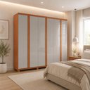Ver imagem 1 de Guarda-Roupa Casal 100% MDF 6 Portas e 2 Gavetas com Pés 180cm Multimóveis CR35547 Madeirado/Off