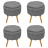 Kit 4 Puffs Londres Baú Palito Mel Linho Chumbo - Sts Móveis - 1