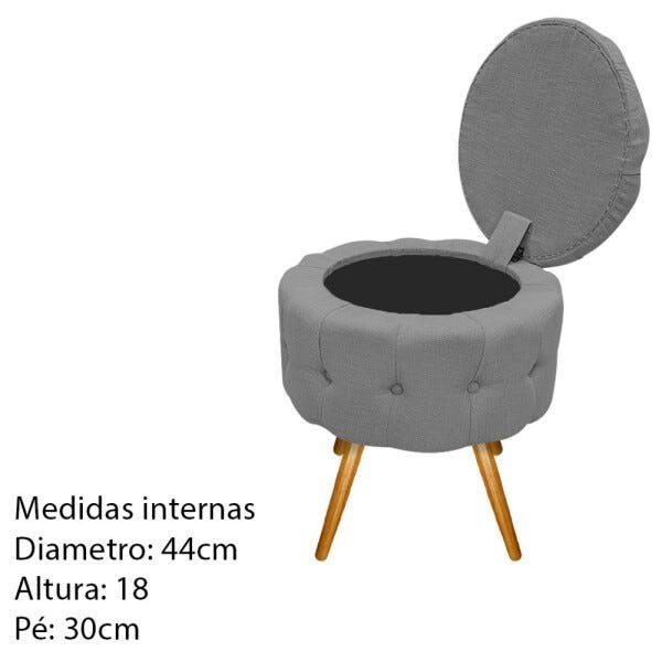 Kit 4 Puffs Londres Baú Palito Mel Linho Chumbo - Sts Móveis - 6