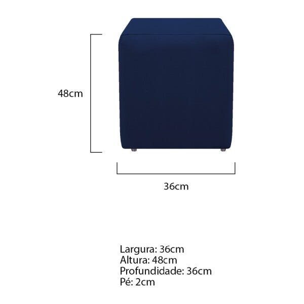 Kit 3 Puffs Decorativos Dado Suede Azul Marinho - Sts Móveis - 4