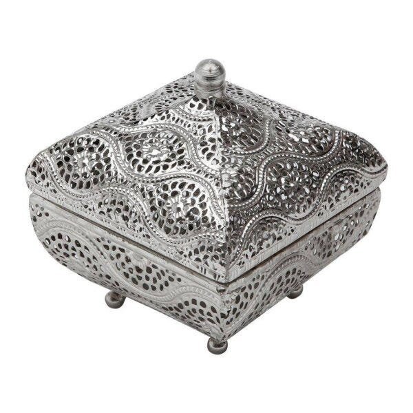 Caixa Multiuso de Ferro Fundido Niquelado Quadrada 13cmx13cmx14cm Rojemac - 1