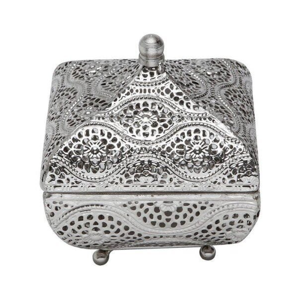 Caixa Multiuso de Ferro Fundido Niquelado Quadrada 13cmx13cmx14cm Rojemac - 3