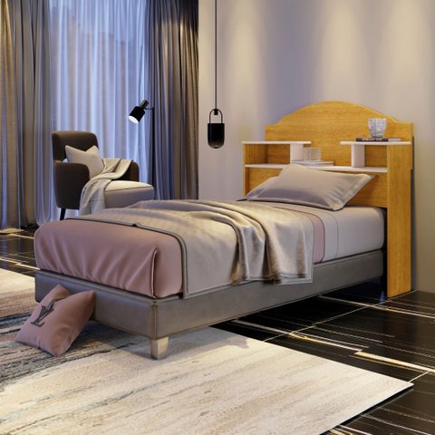 Cabeceira Solteiro Box Evelyn em Mdf 90 Cm com Nichos Naturale