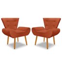 Ver imagem 2 de Kit 2 Poltrona Emilia +puff Redondo Decorativo:terra Cota