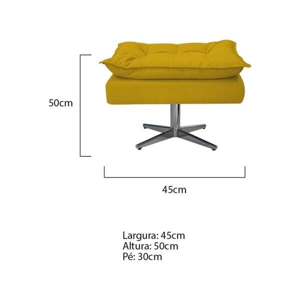Puff Opala Base Giratória de Metal Suede Amarelo - Sts Móveis - 2