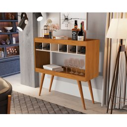 Adega Aparador Buffet Nicho Bebidas Vinho Alto Padrão Retro:nature / Off White - 2