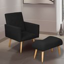 Ver imagem 1 de Poltrona Decorativa Nina e Banqueta Josi Suede Preto - MV Estofados Shop