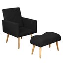 Ver imagem 2 de Poltrona Decorativa Nina e Banqueta Josi Suede Preto - MV Estofados Shop