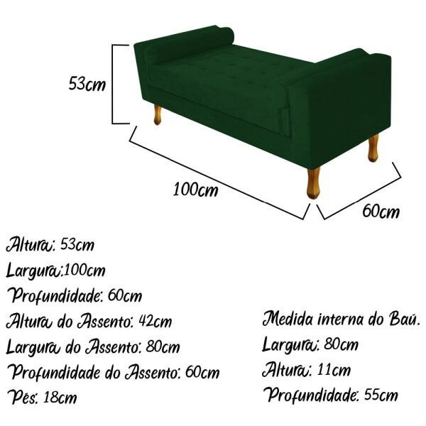 Recamier Félix Solteiro 100cm Suede Verde - 3