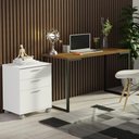 Ver imagem 1 de Conjunto Escritório Home Office com Mesa Industrial + Gaveteiro Rustic/branco Madesa