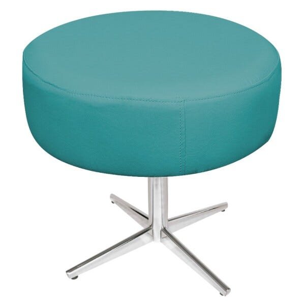 Puff Sofia Base Giratória de Metal Suede Azul Turquesa - Sts Móveis - 2