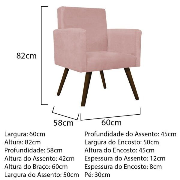 Kit Poltrona Beatriz e Puff Sofia Palito Tabaco Suede Rosê - STS Móveis - 4