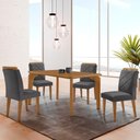 Ver imagem 1 de Mesa Liz 120 MDF com 4 Cadeiras Melissa Veludo Grafite/Naturalle/Naturalle