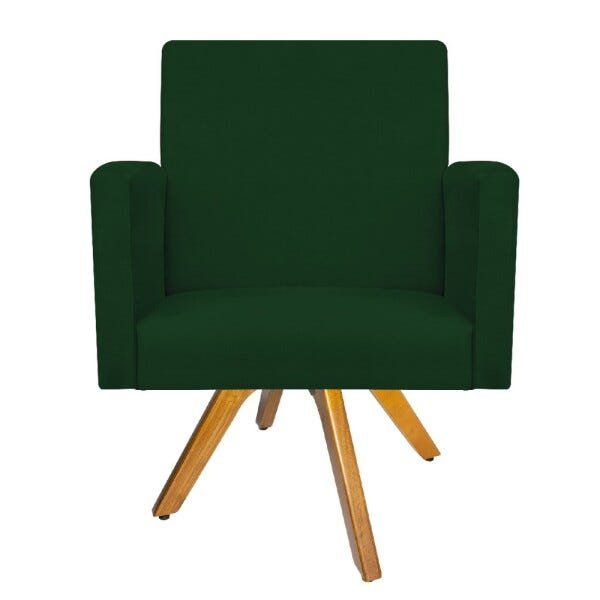 Poltrona Beatriz Base Giratória de Madeira Suede Verde - STS Móveis - 2