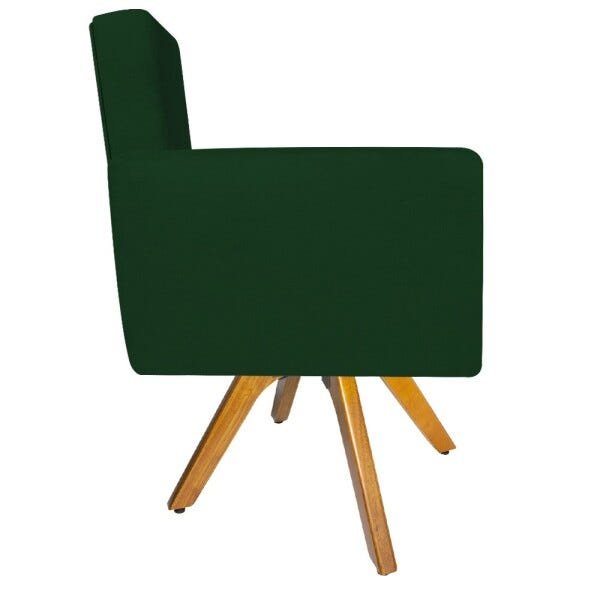 Poltrona Beatriz Base Giratória de Madeira Suede Verde - STS Móveis - 3