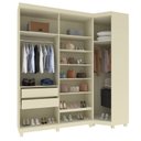 Ver mais imagens de Guarda-Roupa Modulado com Vidro Reflecta e LED MDF 226,4x240cm Imperatriz Bege/Off White