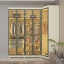 Ver imagem 7 de Guarda-Roupa Modulado com Vidro Reflecta e LED MDF 226,4x240cm Imperatriz Bege/Off White