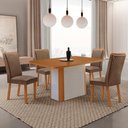 Ver imagem 1 de Mesa de Jantar Isadora 120cm Tampo MDF Laminado Canto Copo com 4 Cadeiras Lisa