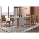 Ver imagem 1 de Conjunto: Mesa de Cozinha Pietá C/ Tampo Madeirado C/ Vidro Canto Curvo 180x90cm e 6 Cadeiras Dafne