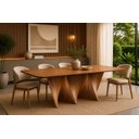 Ver imagem 2 de Mesa de Jantar 12 Lugares 260cm x 120cm, Base em Madeira Maciça e Tampo Madeira