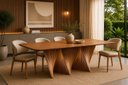 Ver imagem 2 de Mesa de Jantar 12 Lugares 260cm x 120cm, Base em Madeira Ripada Maciça e Tampo Madeira