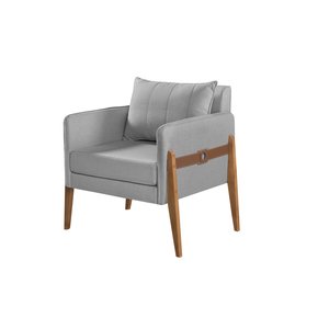Poltrona Decorativa Madri linho cinza claro