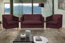 Ver imagem 2 de Kit Namoradeira e 2 Poltronas Titânio Suede Bordô Escuro
