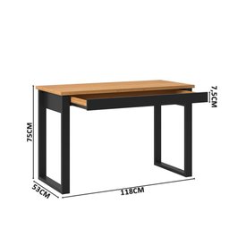 Mesa Escritório Estilo 1 Gaveta F24 Freijó/Preto Fosco - Pradel - 4