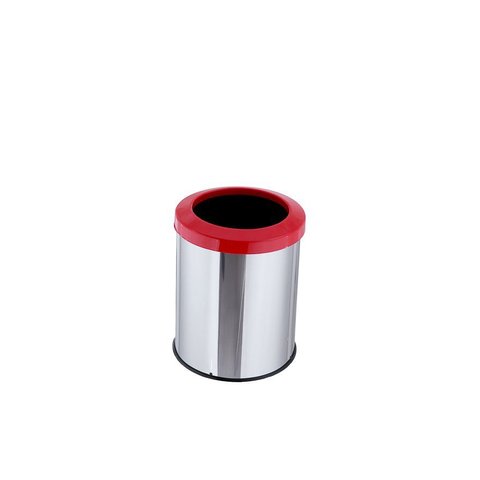 Lixeira Inox Aro Esmaltado 15 Litros Cozinha Banheiro Cesto - Vermelho