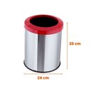 Ver imagem 2 de Lixeira Inox Aro Esmaltado 15 Litros Cozinha Banheiro Cesto - Vermelho