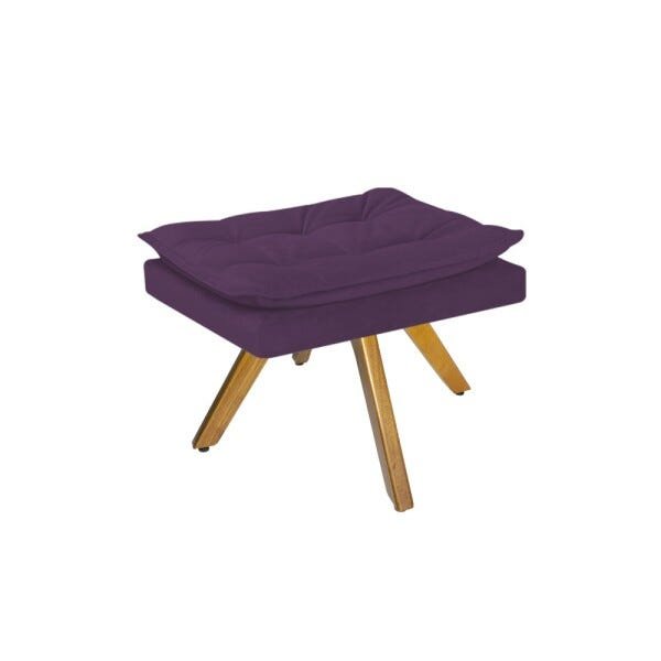 Puff Apolo Base Giratória de Madeira Suede Roxo - Sts Móveis - 1