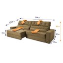 Ver imagem 3 de Sofá Retrátil Reclinável 250cm Albany Suede Velut com Molas Ensacadas - King House