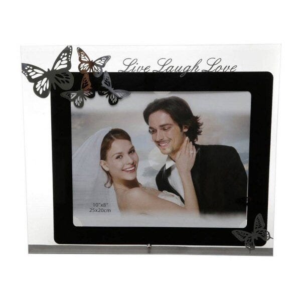 Porta Retrato de Vidro 13cmx18cm Laugh Love Rojemac - 1