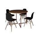 Ver imagem 2 de Mesa Jantar Industrial Redonda 110cm Amêndoa Base V Cobre com 4 Cadeiras Eames Preta Base Madeira