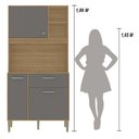 Ver imagem 4 de Armário de Cozinha Zen 3 Portas 1 Gaveta MDP 90cm Freijó e Gris Kit'S Paraná