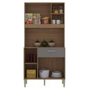 Ver imagem 2 de Armário de Cozinha Zen 3 Portas 1 Gaveta MDP 90cm Freijó e Gris Kit'S Paraná