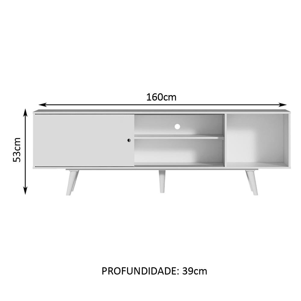 Rack Madesa Dubai para Tv até 65 Polegadas com Pés - Branco - 4