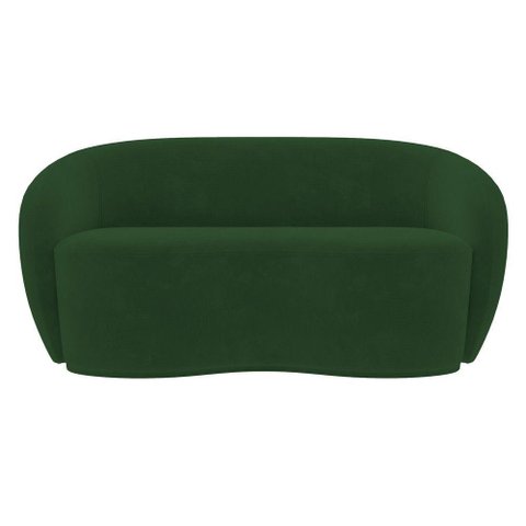 Sofá 2 Lugares Living Orgânico Sala de Estar 160cm Garbin K04 Veludo Verde - Mpozenato
