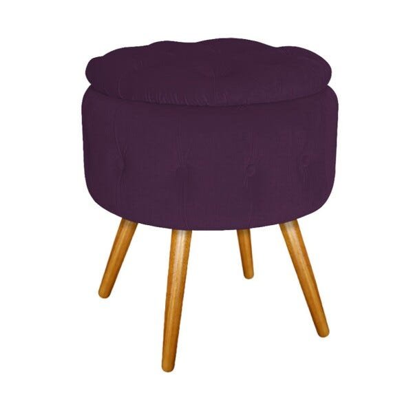 Kit 2 Puffs Londres Baú Palito Mel Suede Roxo - Sts Móveis - 3