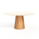 Ver imagem 1 de Mesa de Jantar Redonda 160cm Scandi 8 Lugares Lamina Natural de Madeira Off White Vidro