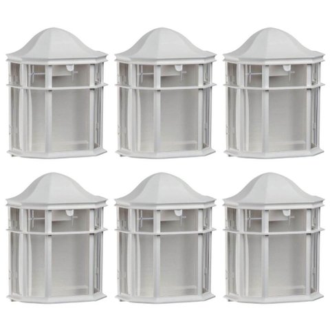 Kit 6 Arandelas Luminárias de Parede Externa Branca Clássica Colonial de Ville Dital