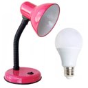 Ver imagem 1 de Luminária Mesa Abajur 35cm Articulada Flexível + Lâmpada Led Pt-06 Cor: Rosa