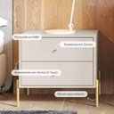 Ver imagem 3 de Kit 2 Mesas de Cabeceira e Cômoda 6 Gavetas Jasper - Off White Fosco c/ Dourado