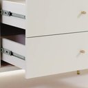 Ver imagem 5 de Conjunto 2 Mesas de Cabeceira e Cômoda 6 Gavetas Jasper - Off White Fosco C/ Dourado